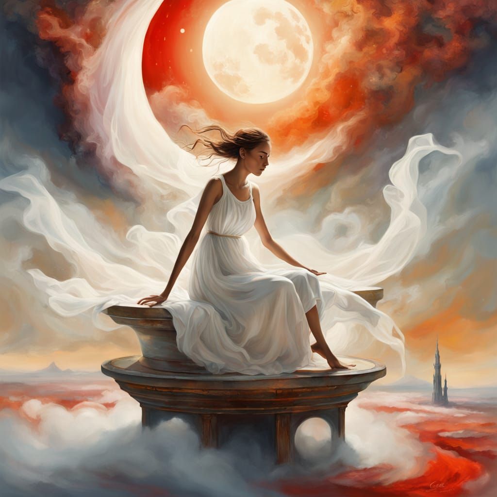 Dreamy Woman in Surrealist Digital Art Style