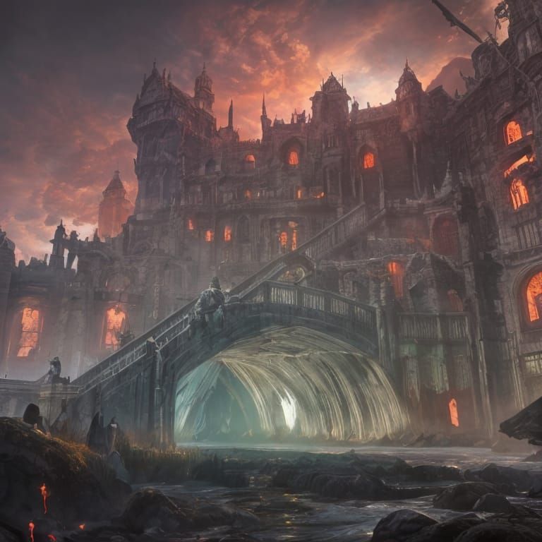 Detailed Hellscape: A Fantastical Matte Painting