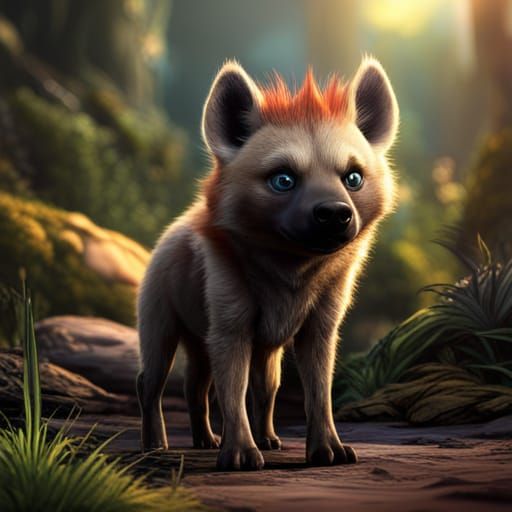 Metallic Mohawk Hyena in Detailed Digital Painting