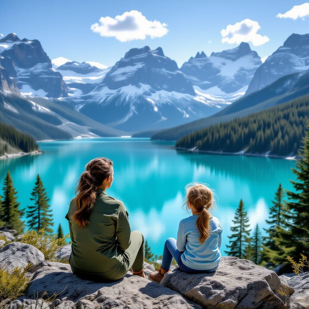 Majestic Turquoise Mountain Lake Scene