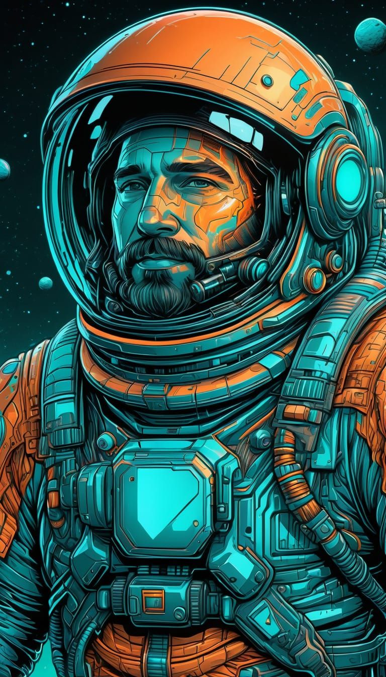 Cosmic Cosmic Comic Art in Vibrant Iridescent Colors