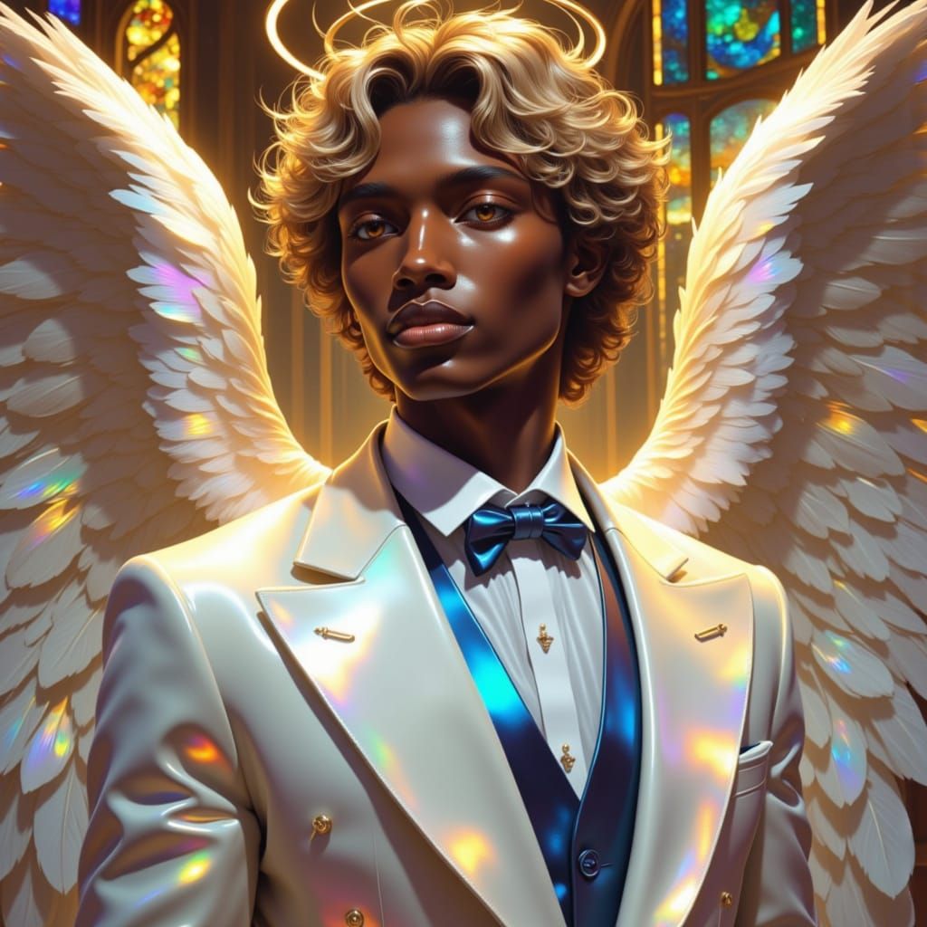 Majestic Angelic Youth in Vibrant Chapel Setting