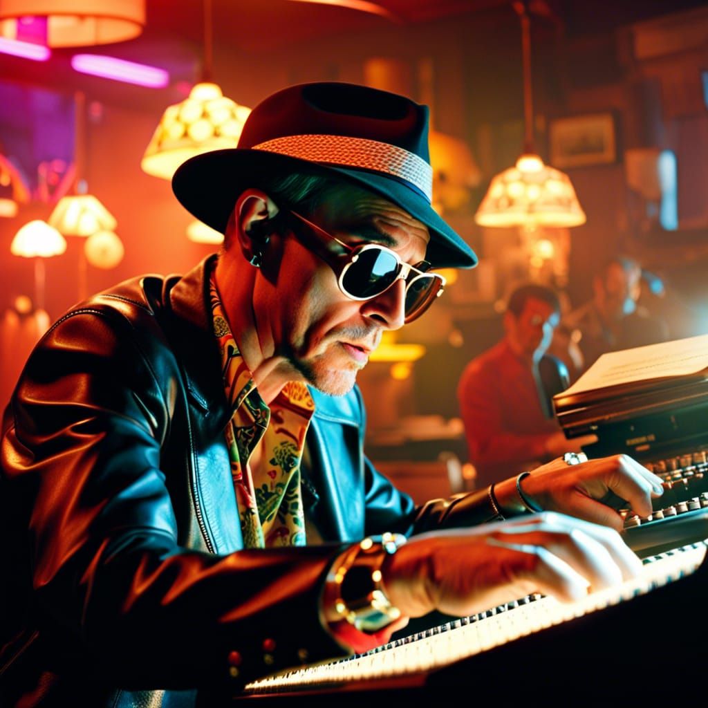 Hunter S Thompson Typing, Hyperrealistic Photography