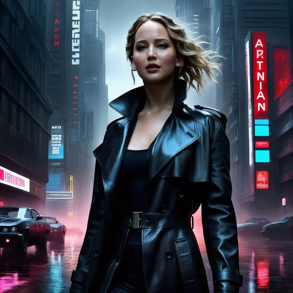 Jennifer in Dark Cyberpunk Landscape