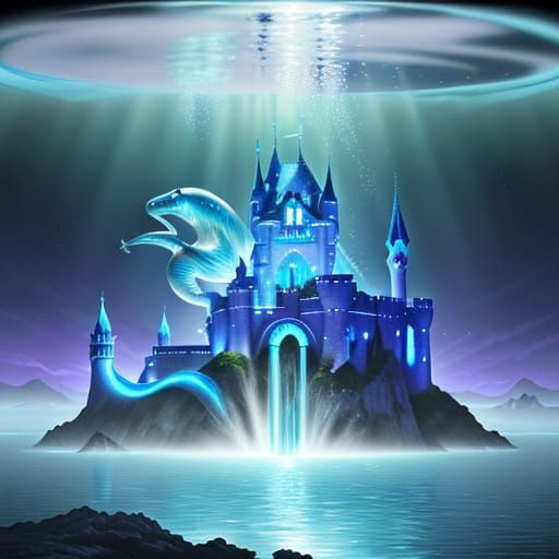 Luminescent Water Realm in Dreamlike Surrealism