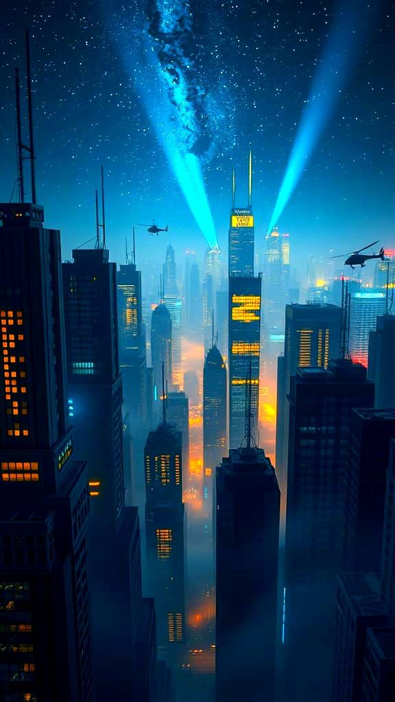 Cyberpunk Capital City at Night with Neon Lights