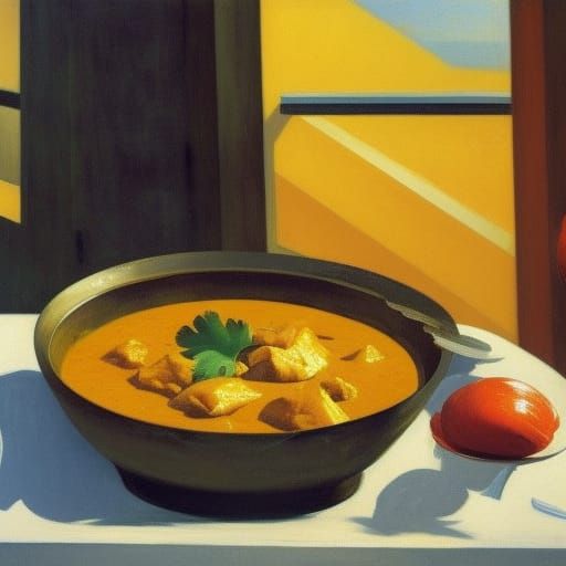 Chicken Korma in an Indian Restaurant, Hopper Style