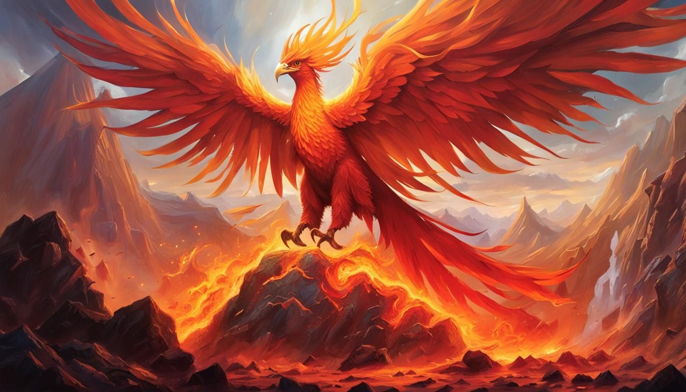 Phoenix vs. Rock Titan in Volcanic World