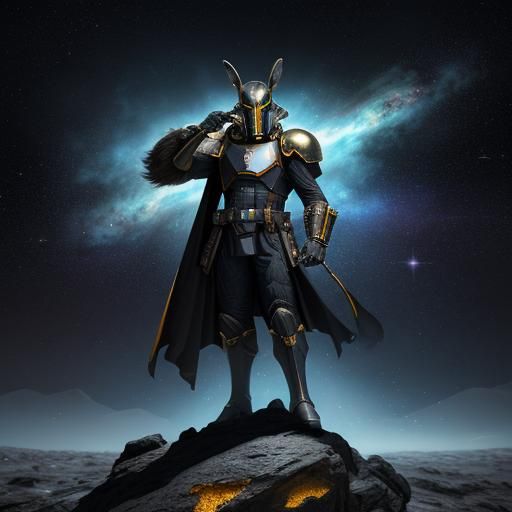 Black Rabbit in Mandalorian Armor on the Moon
