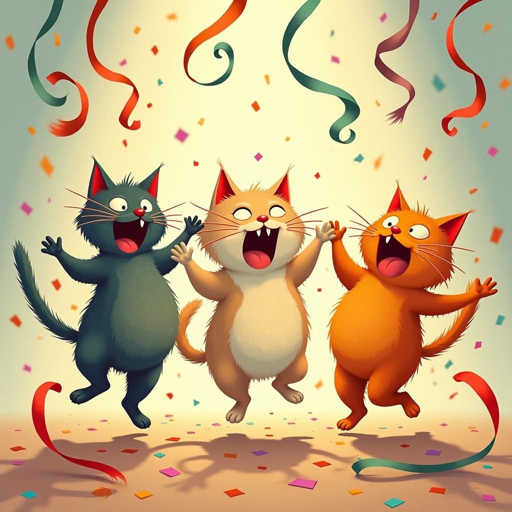 Cats Dancing in Dreamlike Animation Style