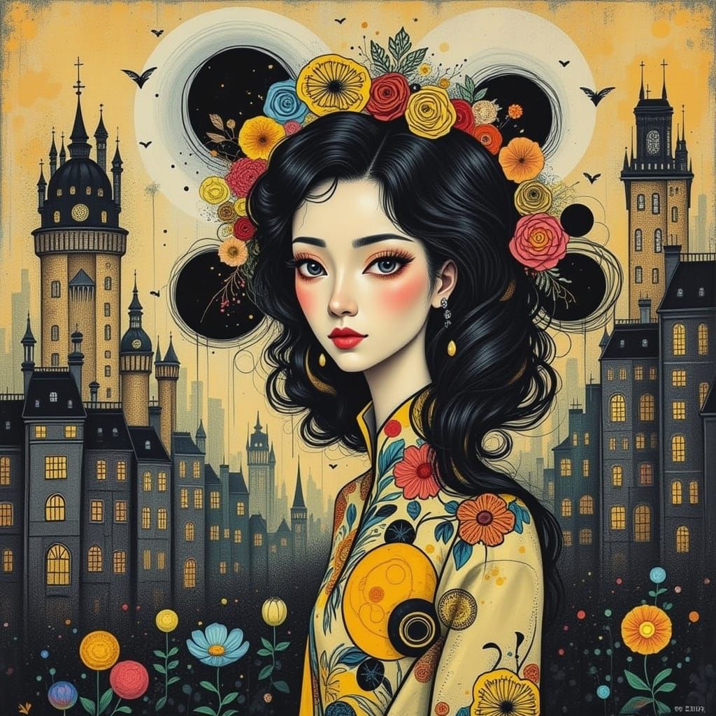 Cityscape in Sin City Graphic Novel Style