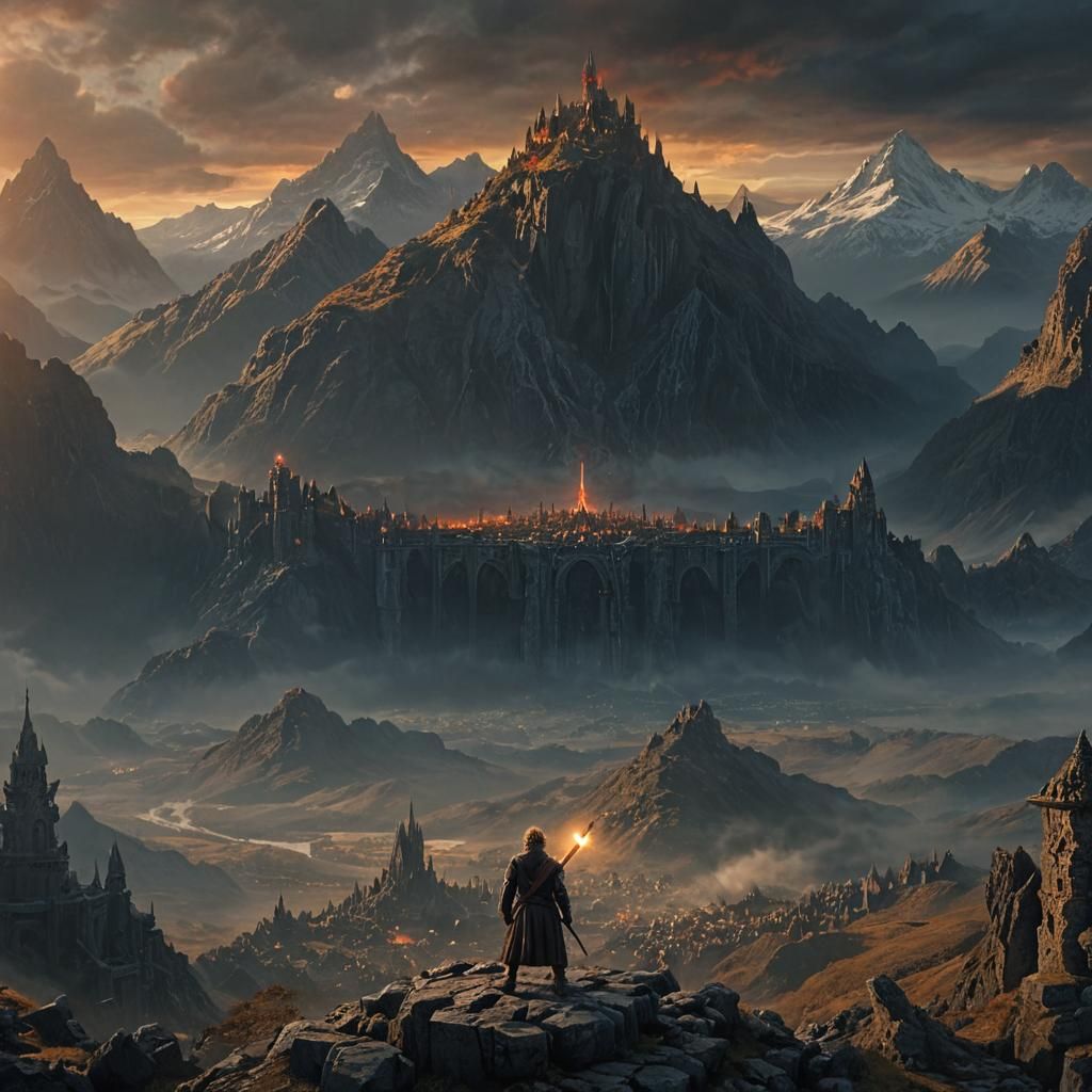 Epic Battle on Middle Earth in Dramatic Style