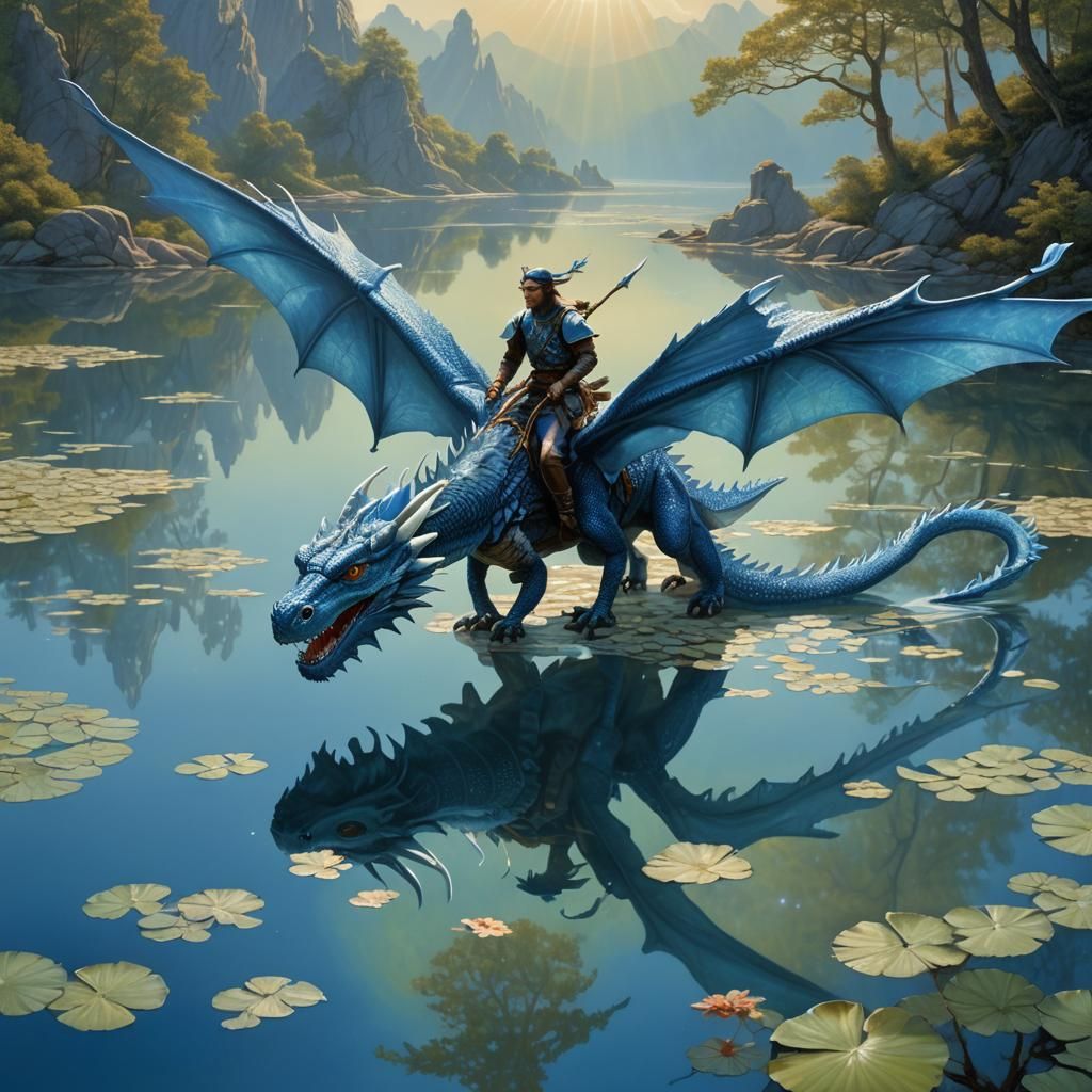 Blue Dragon Flight: Michael Whelan-esque Fantasy Art