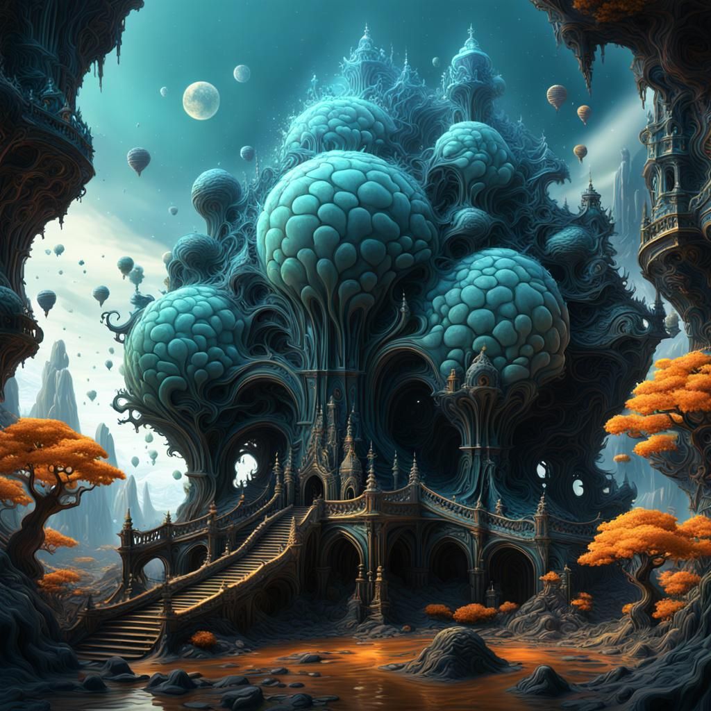 Detailed Mandelbulb Fractal in Fantasy Concept Art Style