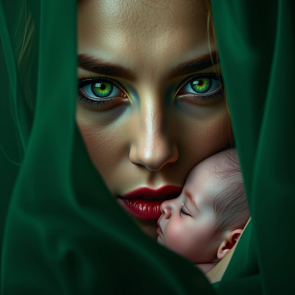 Hypnotic Green Eyes of a Mysterious Medusa