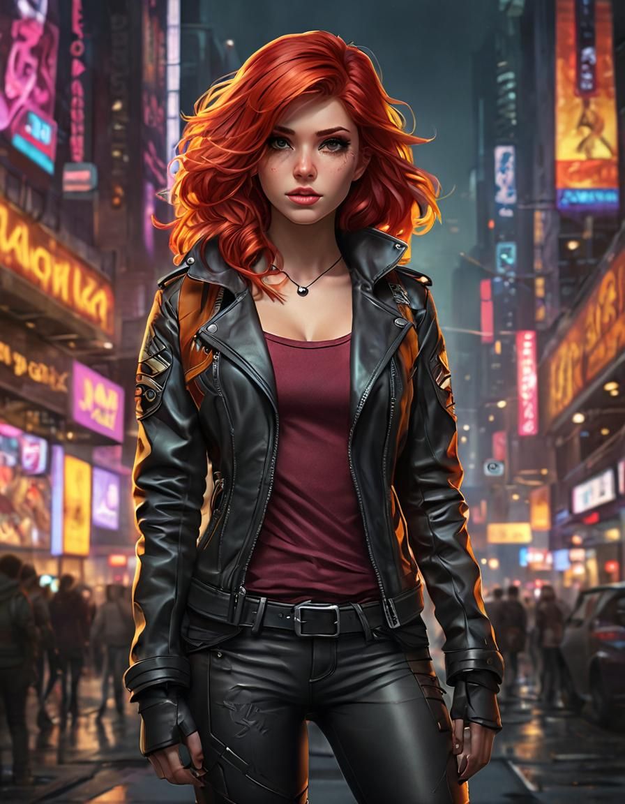 Sunset Shimmer in Cyberpunk Style Full Portrait