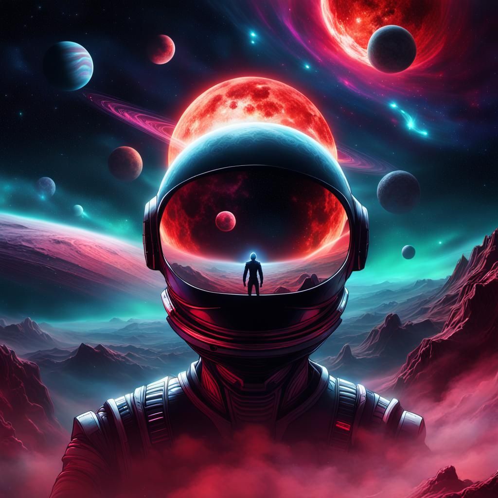 Ethereal Cosmic Encounter in a Dark, Mystical Galaxy