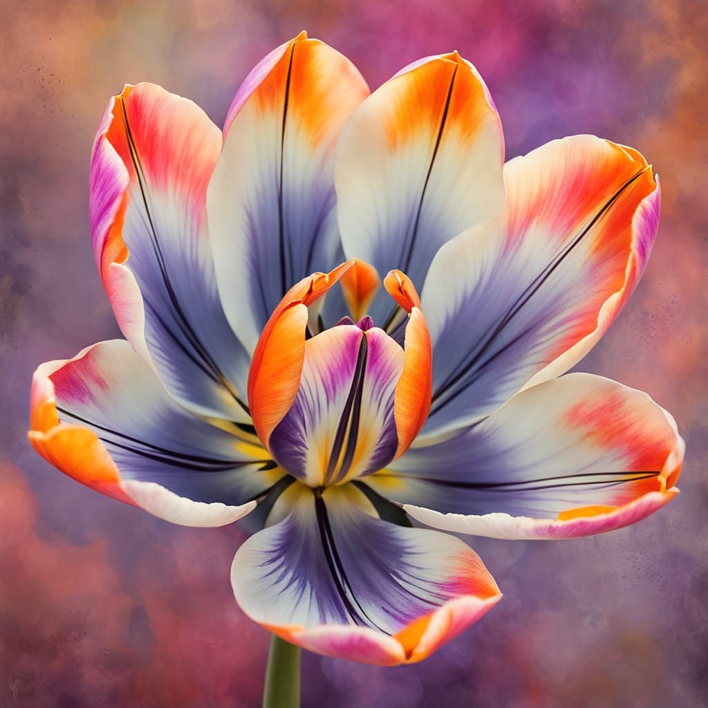 Surreal Tulip Bloom in Warm, Golden Light