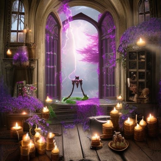 Mystical Witches' Elixir in Resplendent Digital Art