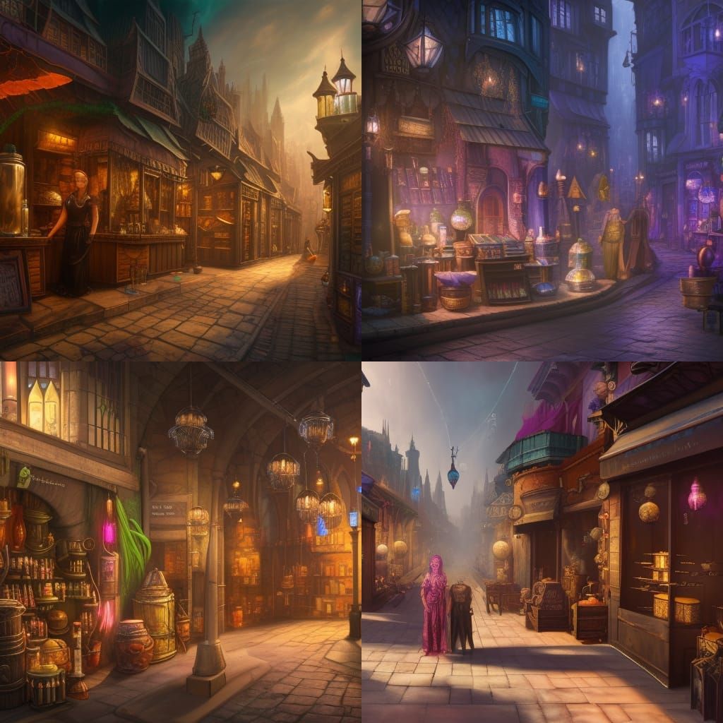 Fantasy Alchemy Store in City Street