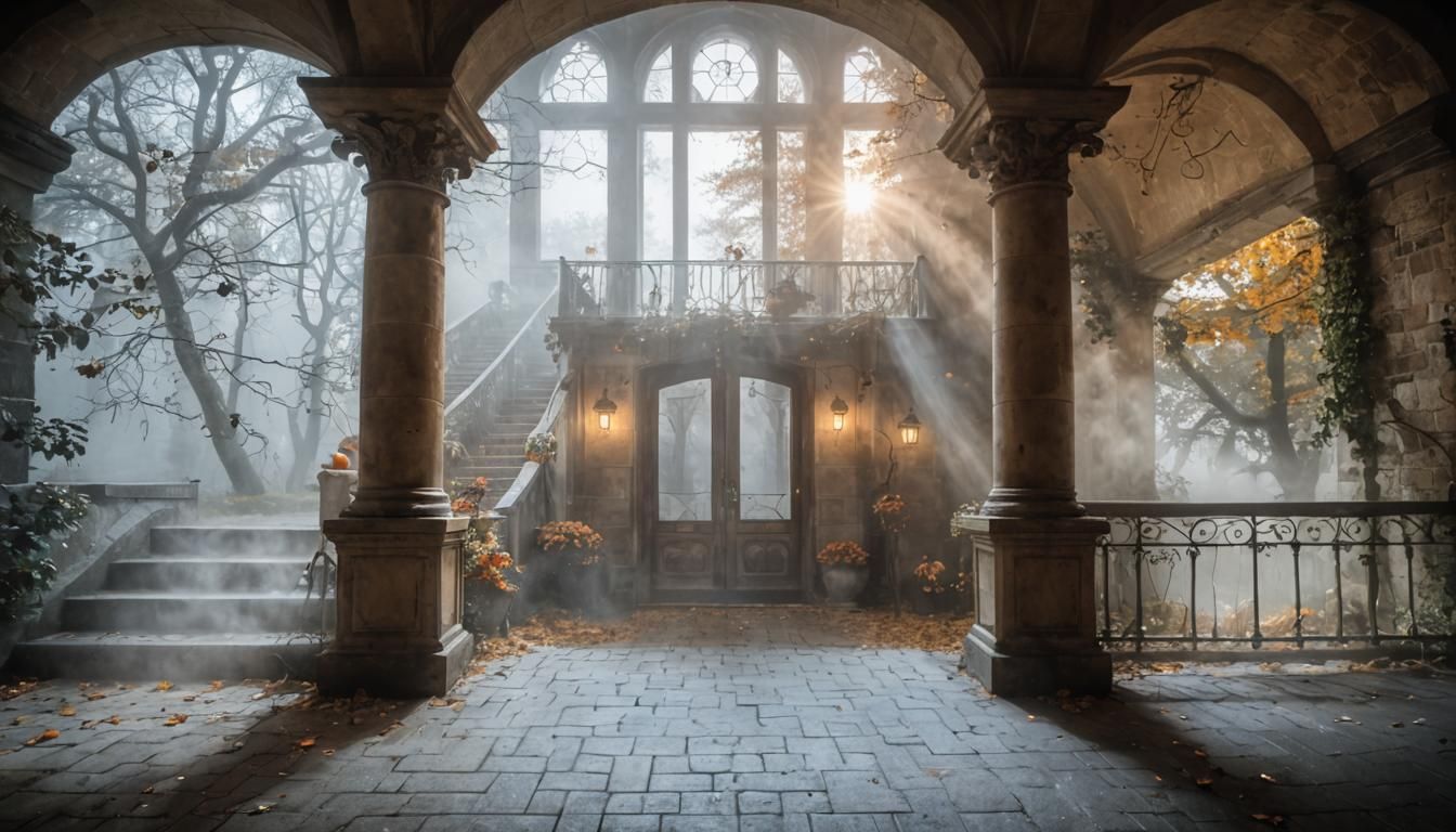 Spooky Halloween Pumpkins in Fog