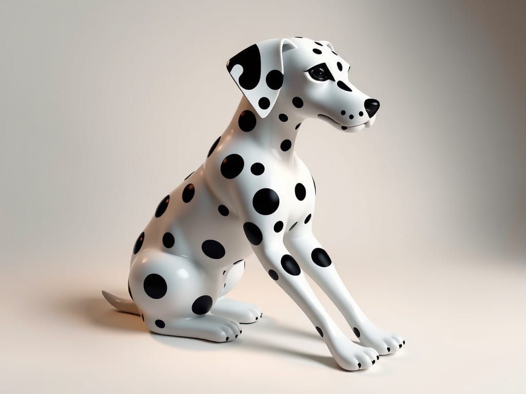 Geometric Dalmatian Superman: A Futuristic Sculpture of Dice...