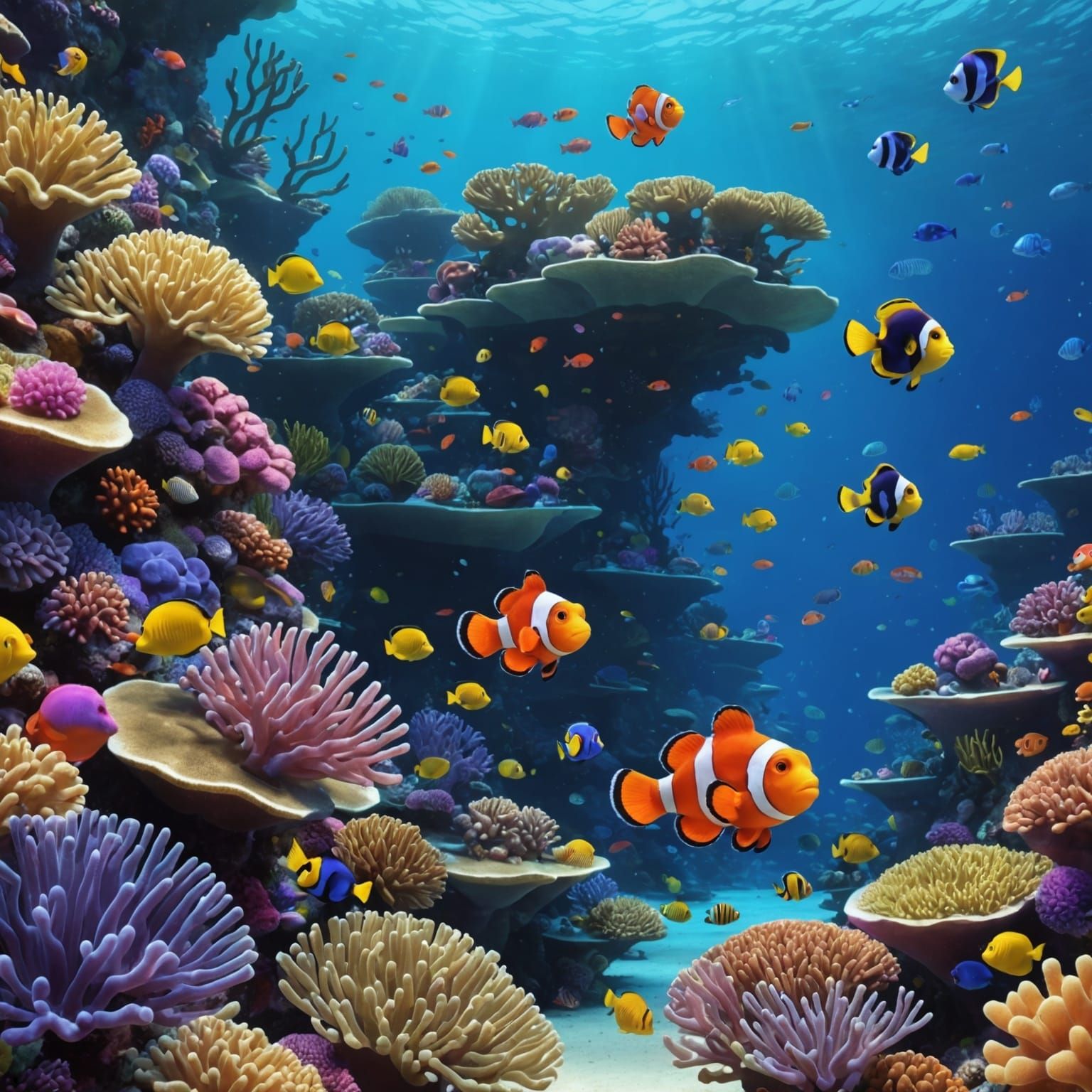 Clownfish in Mediterranean Coral Reefs: Pixar Style