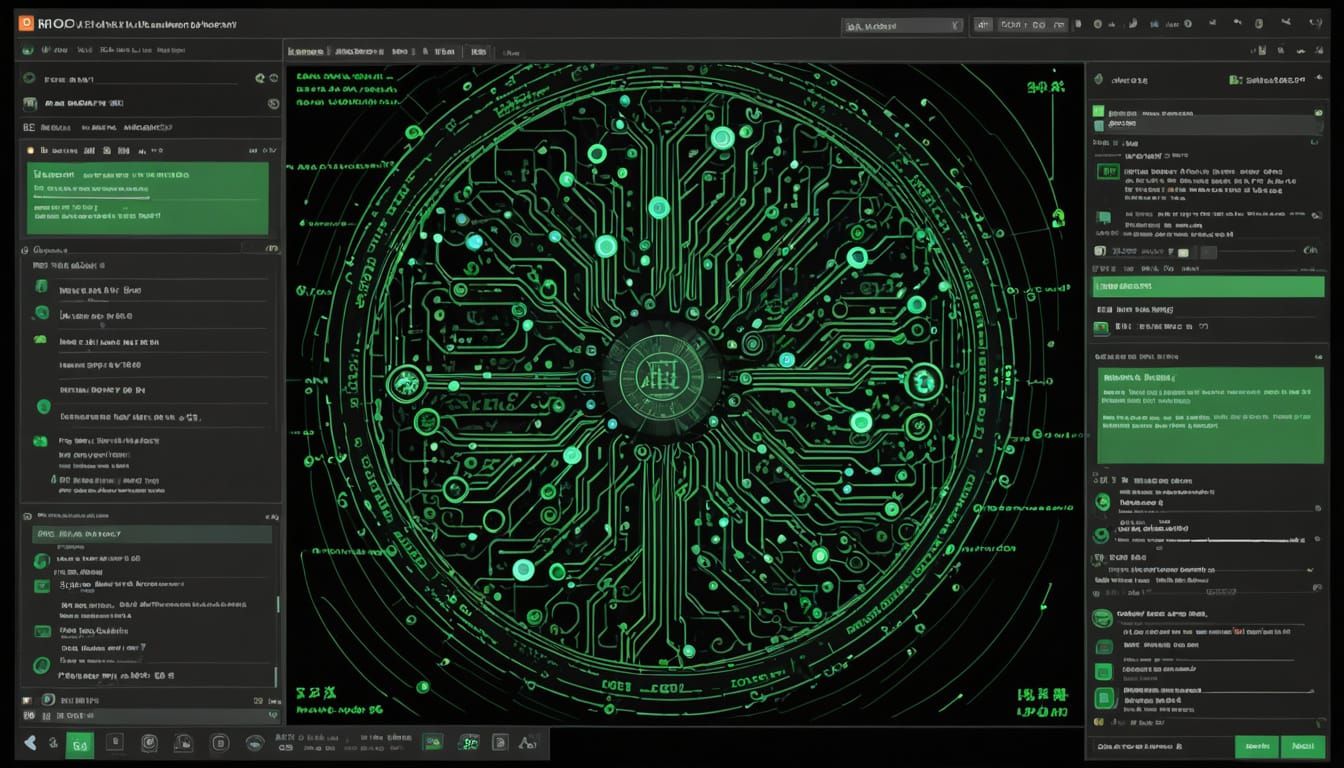 Cyberpunk AI Interface Instructions in Green on Black