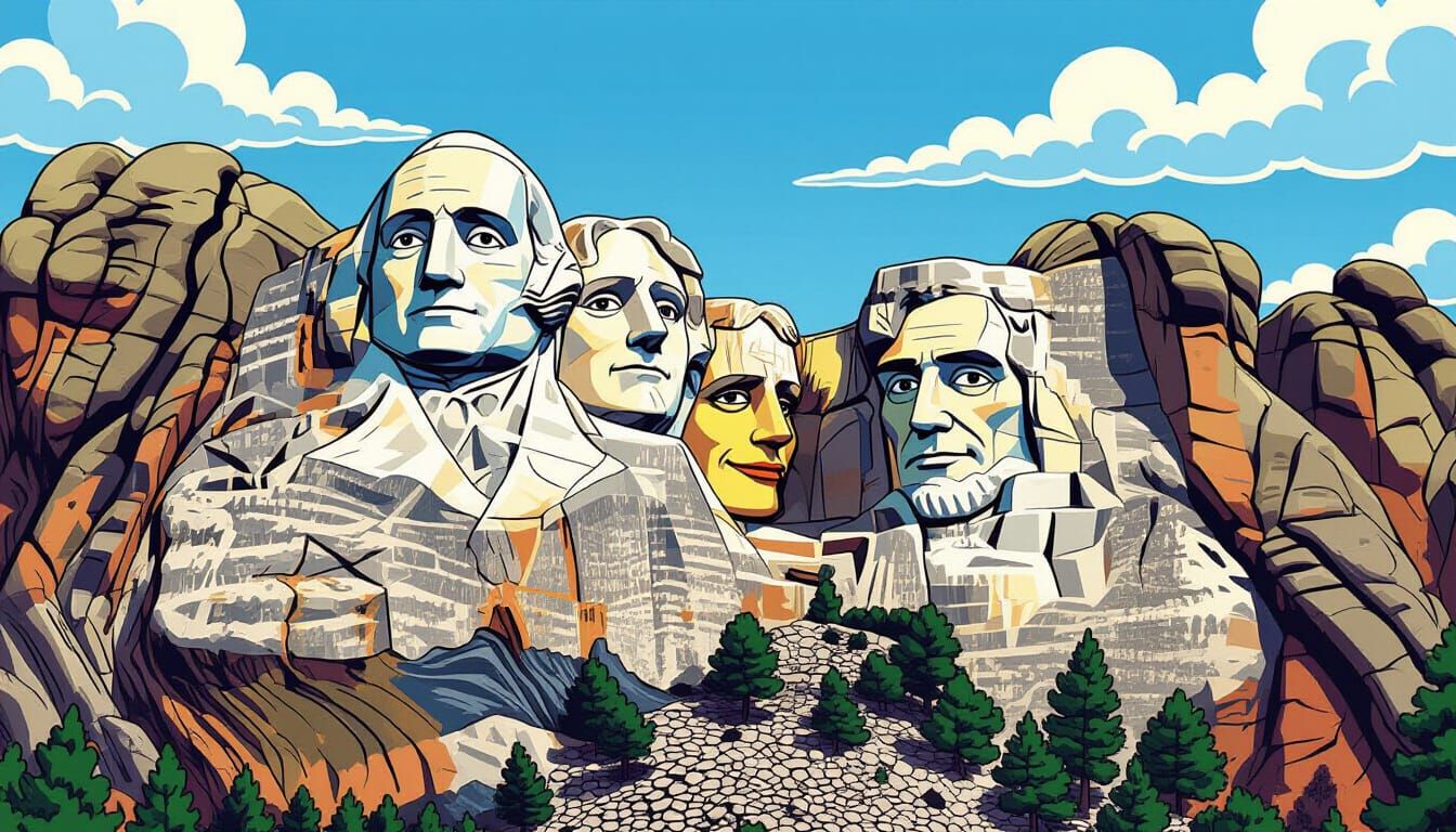 Mount Rushmore with Simpsons, Comic Book Art