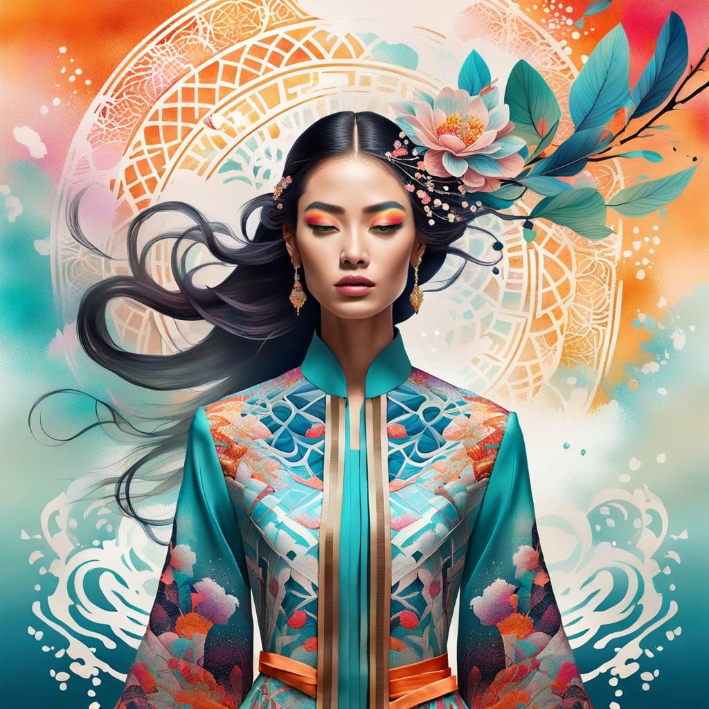 Zen-Inspired Haute Couture Digital Painting