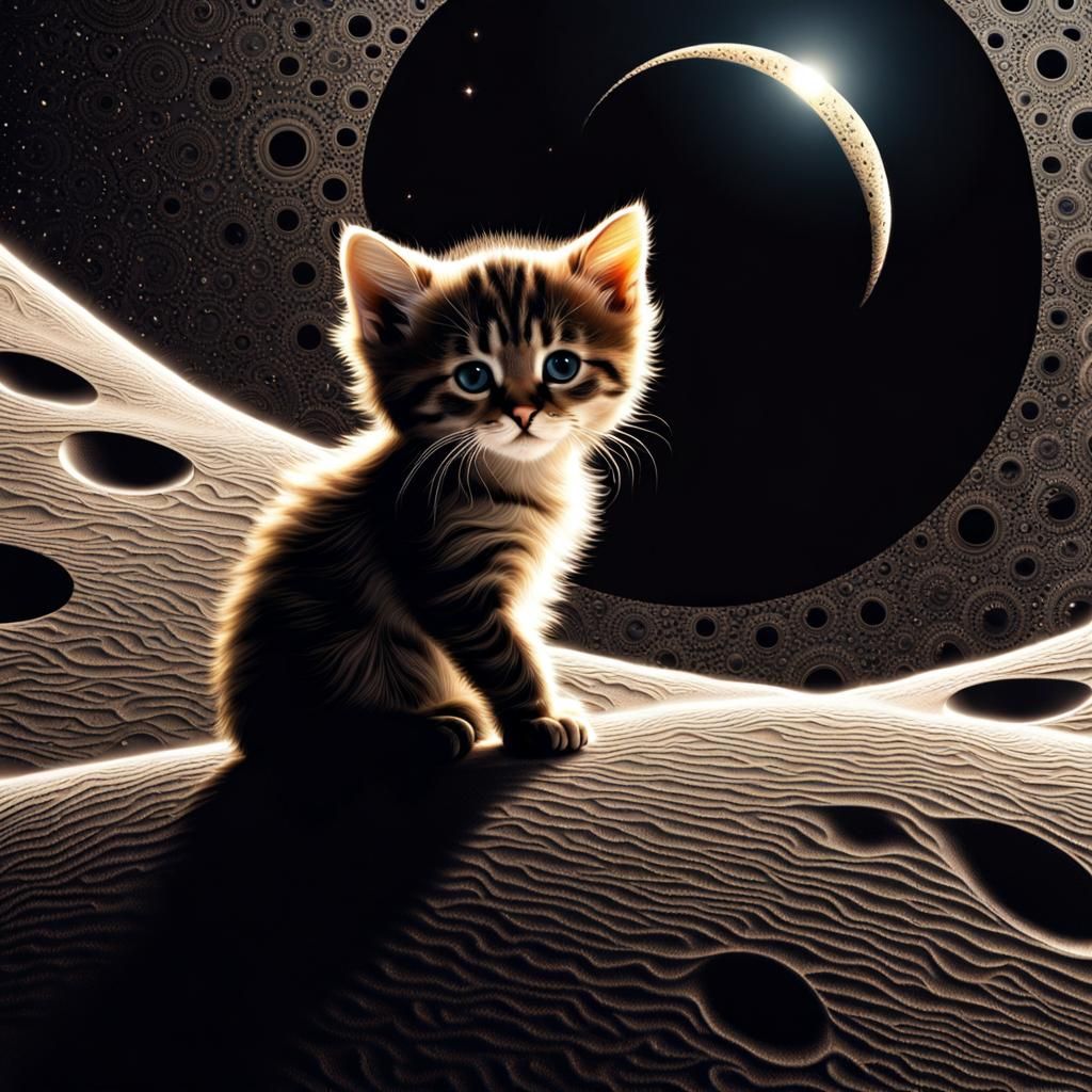 Kitten on the Moon: Fractal Art Masterpiece