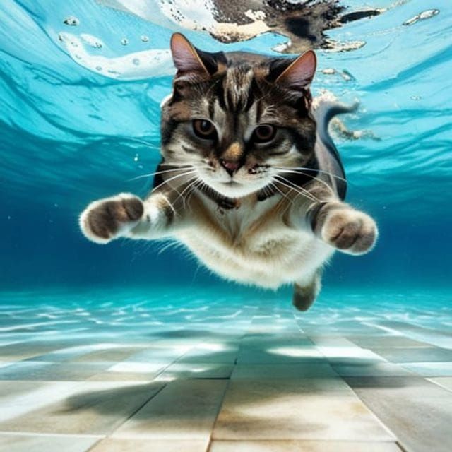 Underwater Cat Leap: A Wildlife Masterpiece