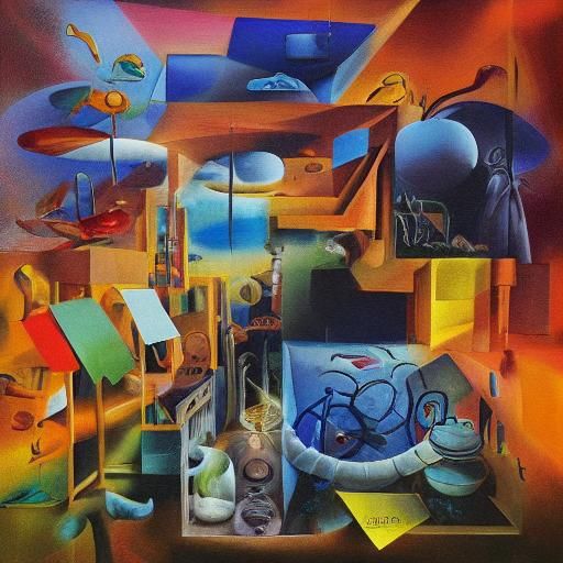 Surrealist Writer's Chemical Dreamscape in Oil Painting