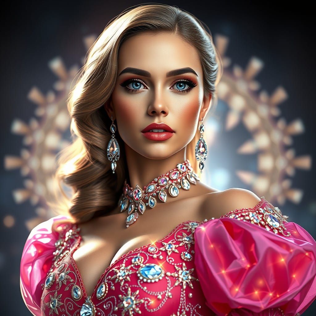 Ethereal Woman in Crystal Embellished Dress