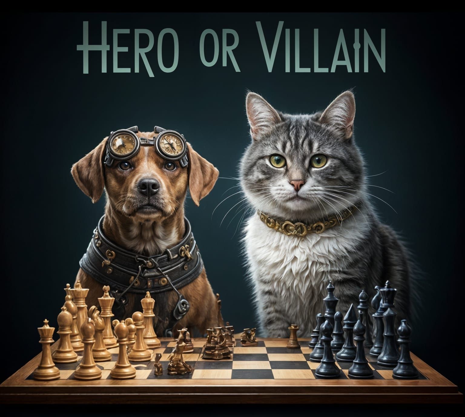 Whimsical Steampunk Dogs Play Chess Against Serious Academic...