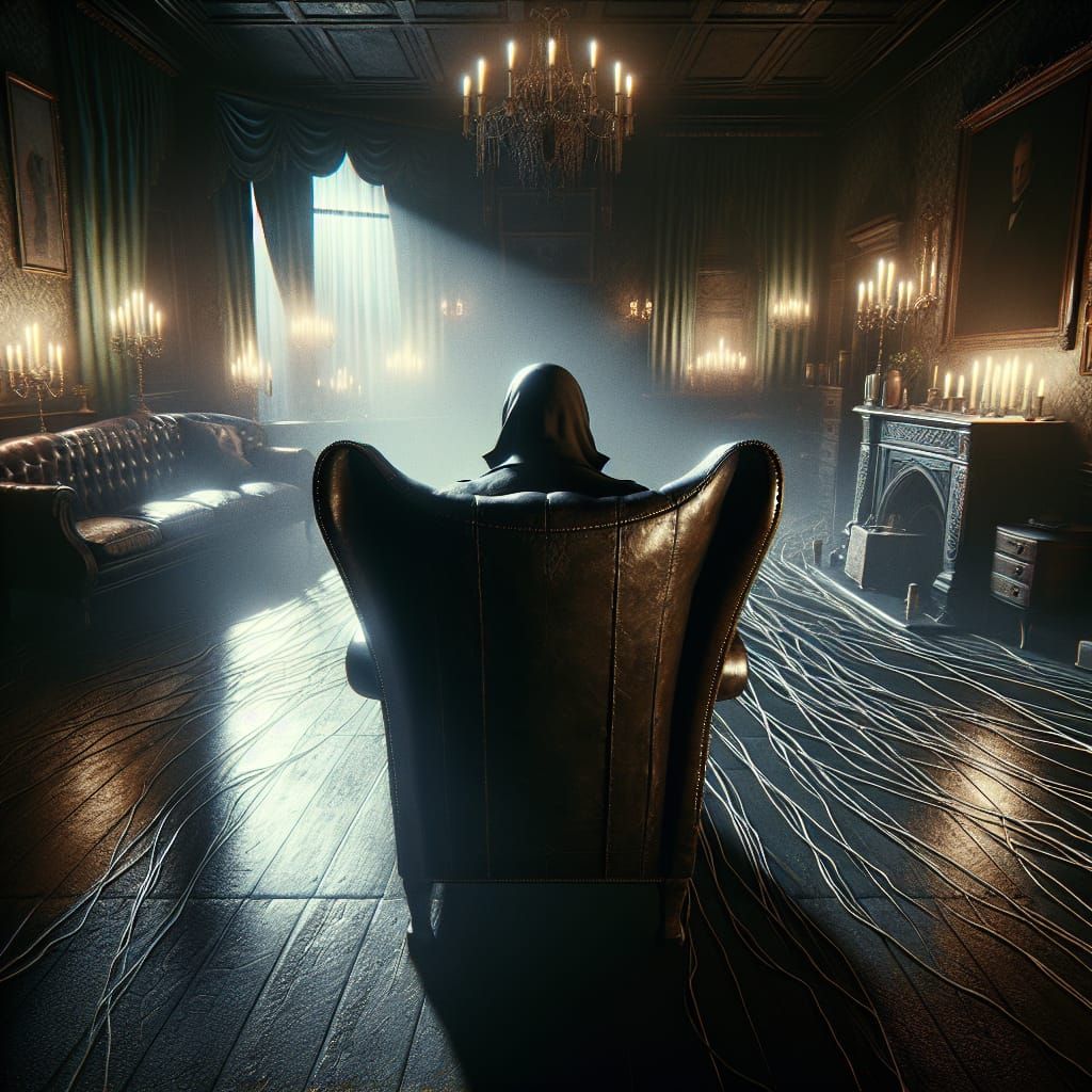 Menacing Figure in Gothic Victorian Setting