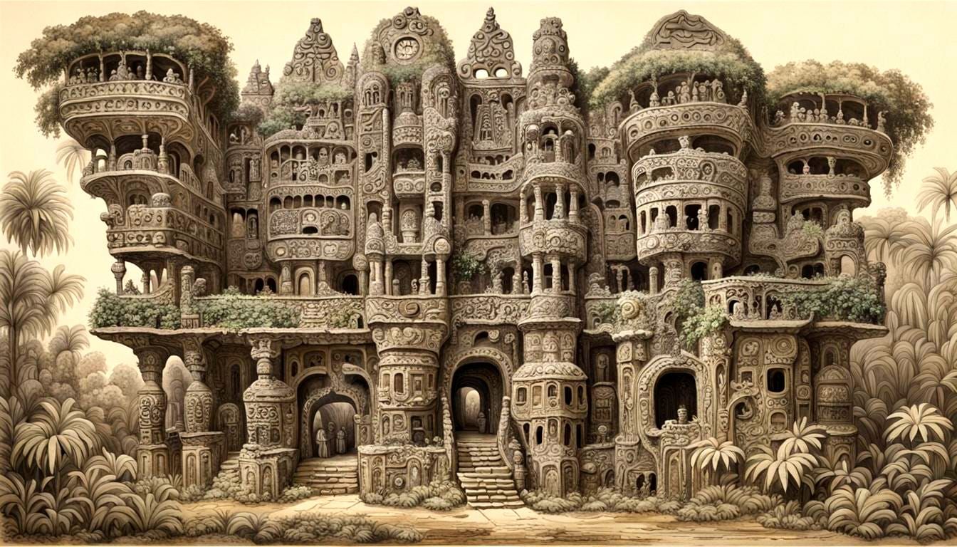 Jungle Palace in Art Brut Style