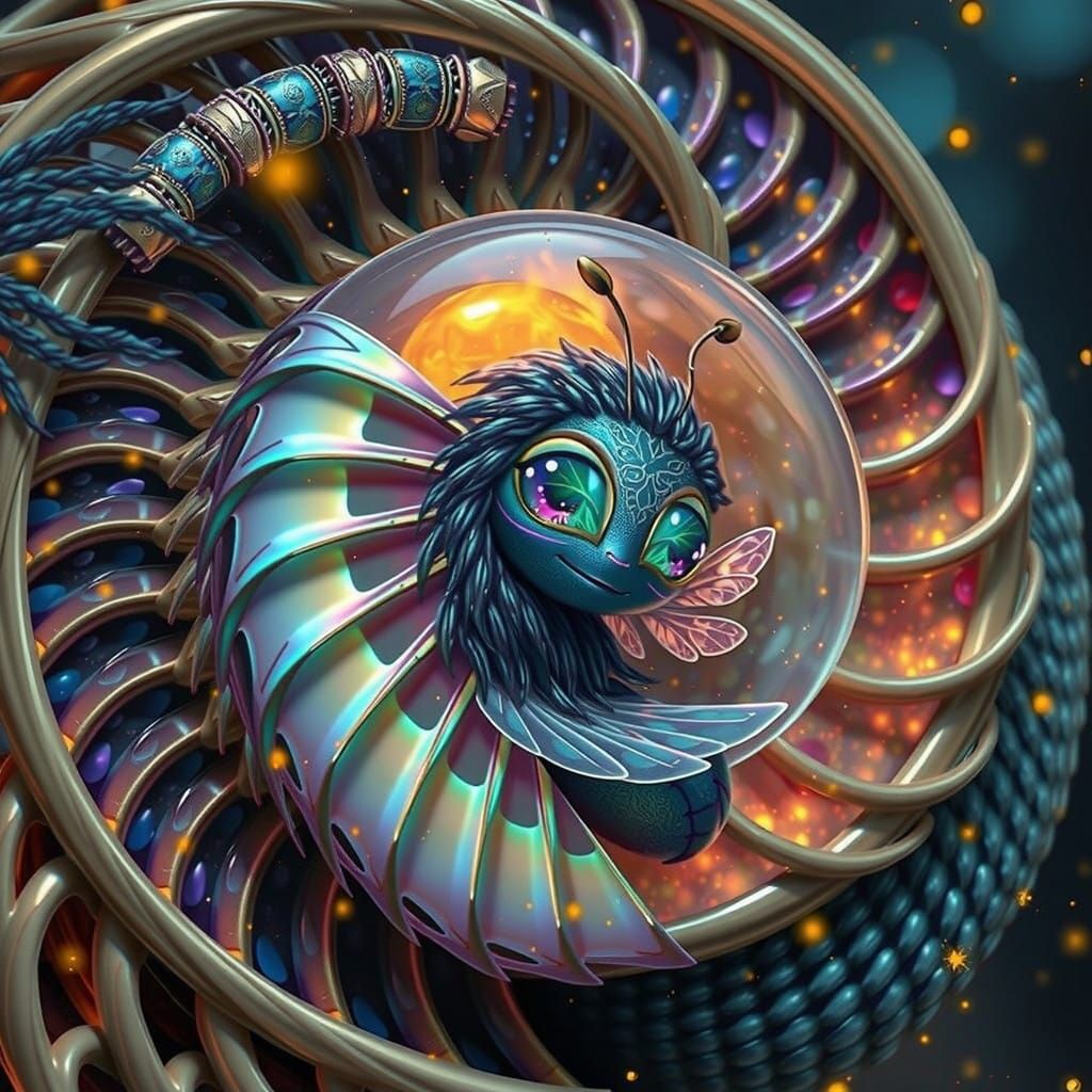 Enchanted Firefly Amidst a Dreamlike Swarm in Vibrant Digita...