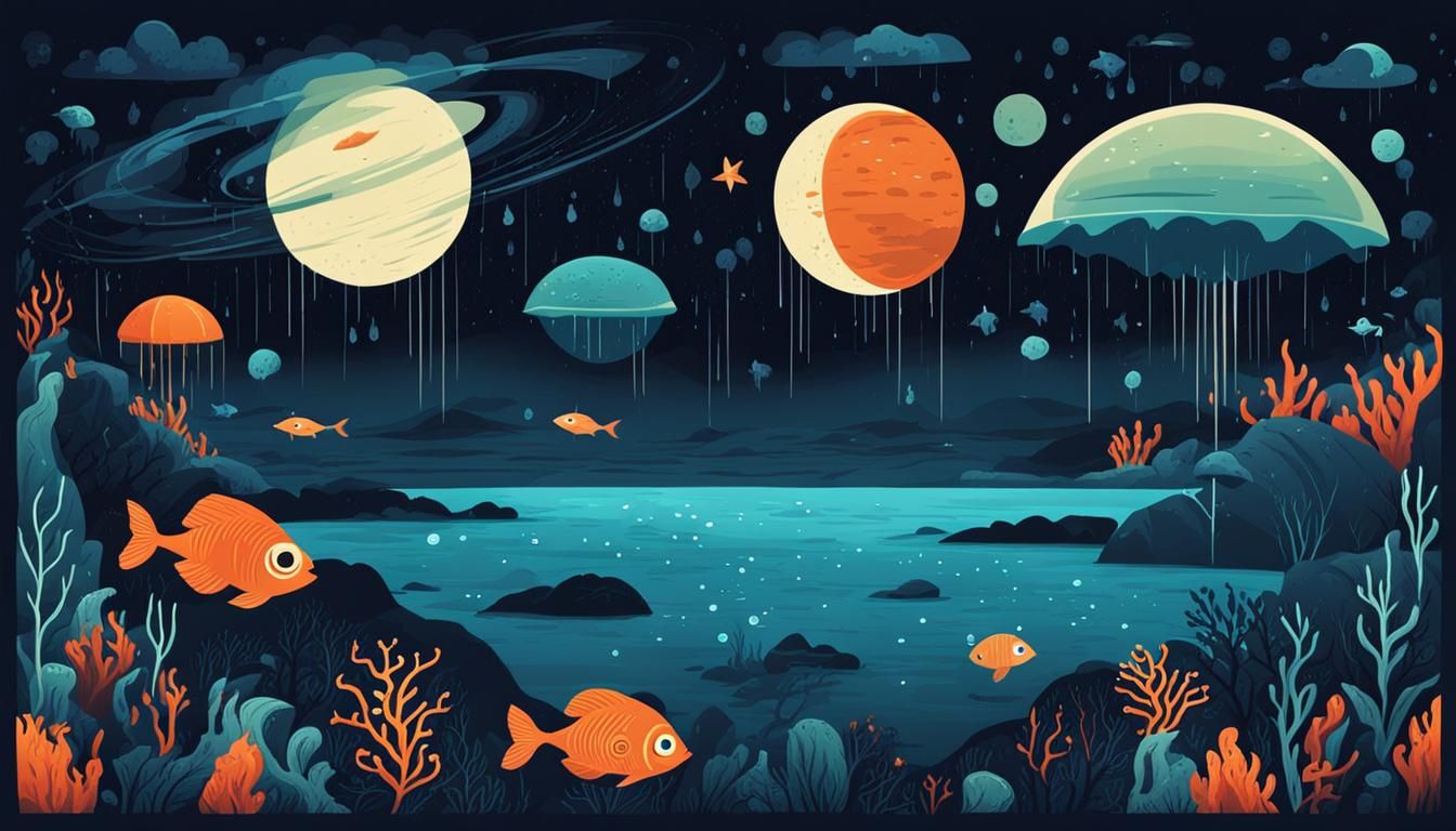 Whimsical Ocean Planet Cartoon Poster