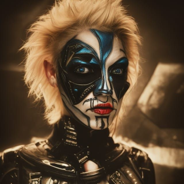 Punk Rock Cyborg Girl in Cyberpunk Style