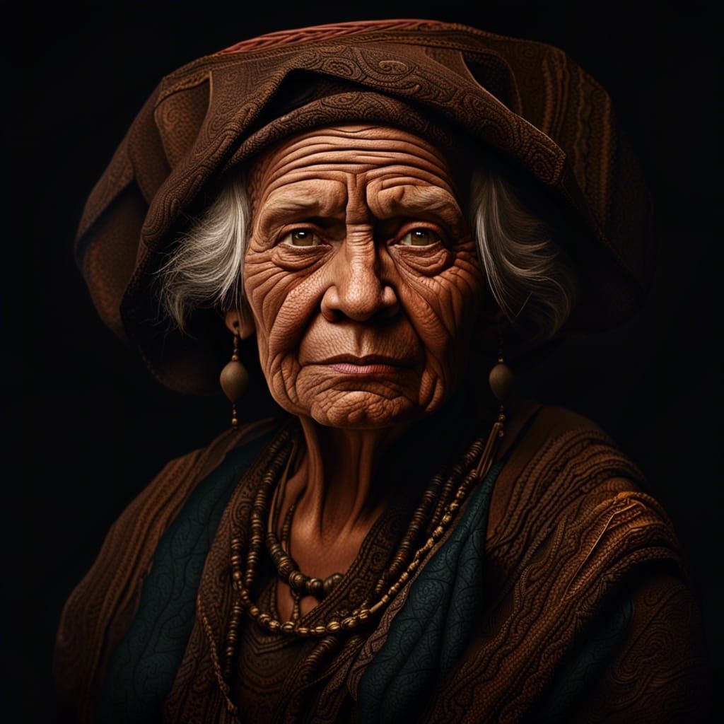 Portrait of Amazonian Woman in Baroque Style