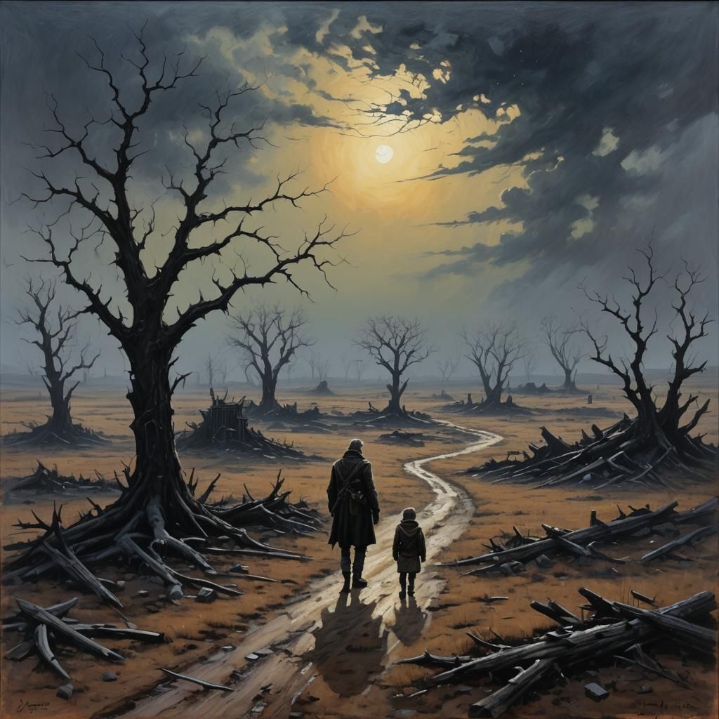 Hopeful Growth in Wasteland, Oil Painting