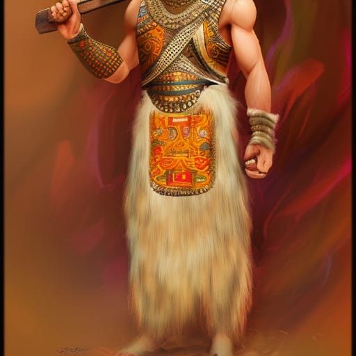 Sumerian Warrior in Sheepskin Gown: Hyperrealistic Concept A...