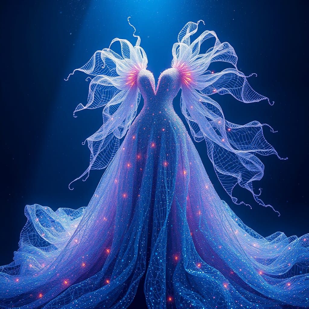 Iridescent Electronic Gown: A High-Fantasy Vision