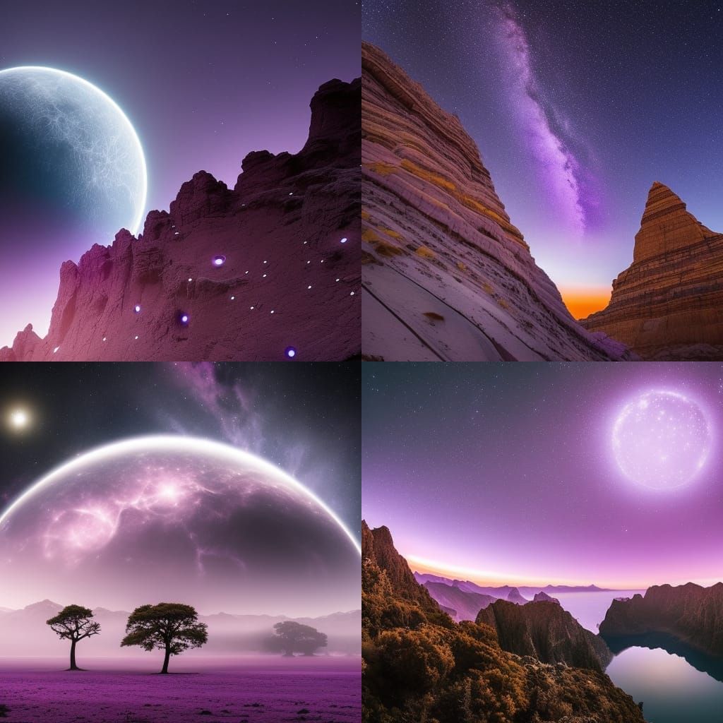 Purple Planet Celestial Horizon at Night