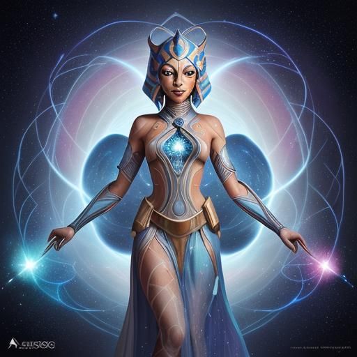 Ahsoka Goddess of Stars: Holographic Astral Illustration