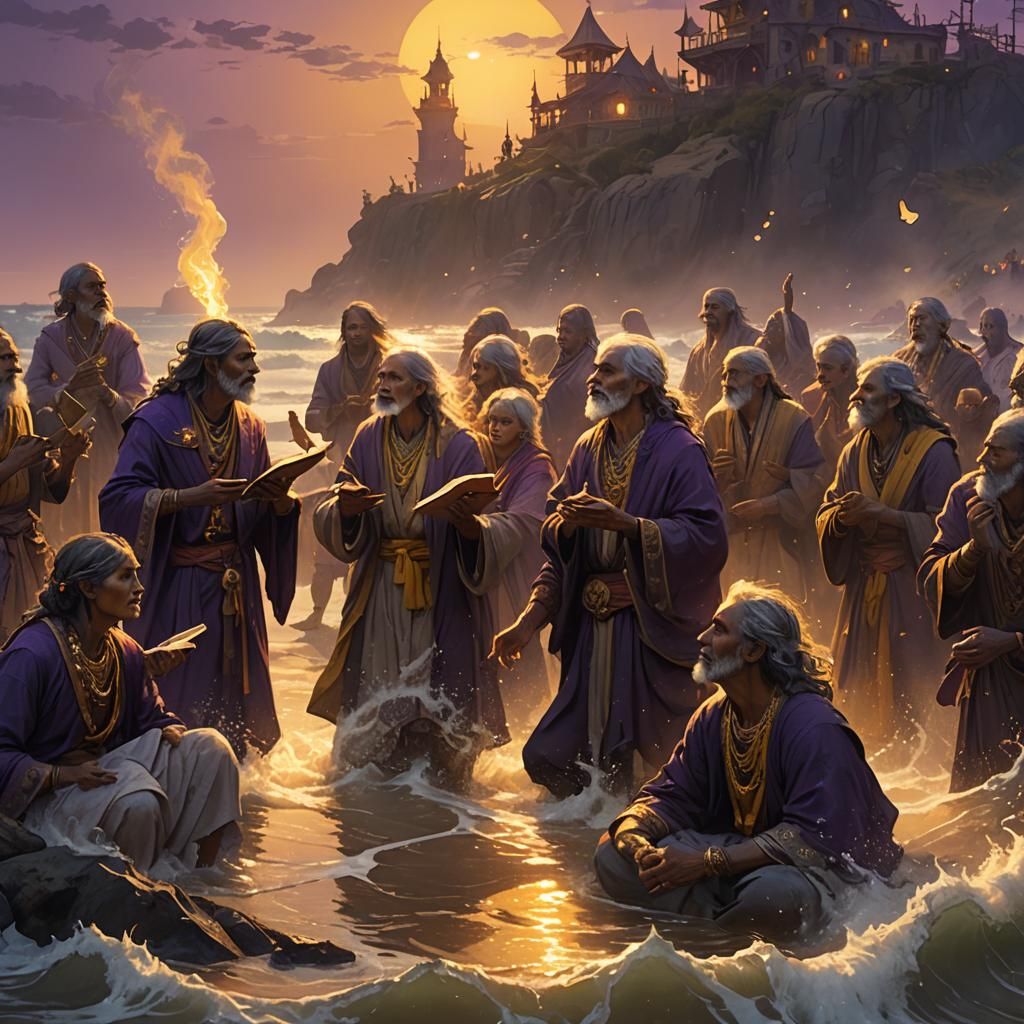 Brahmins Sing Hymns to the Sun: Dark Fantasy Art