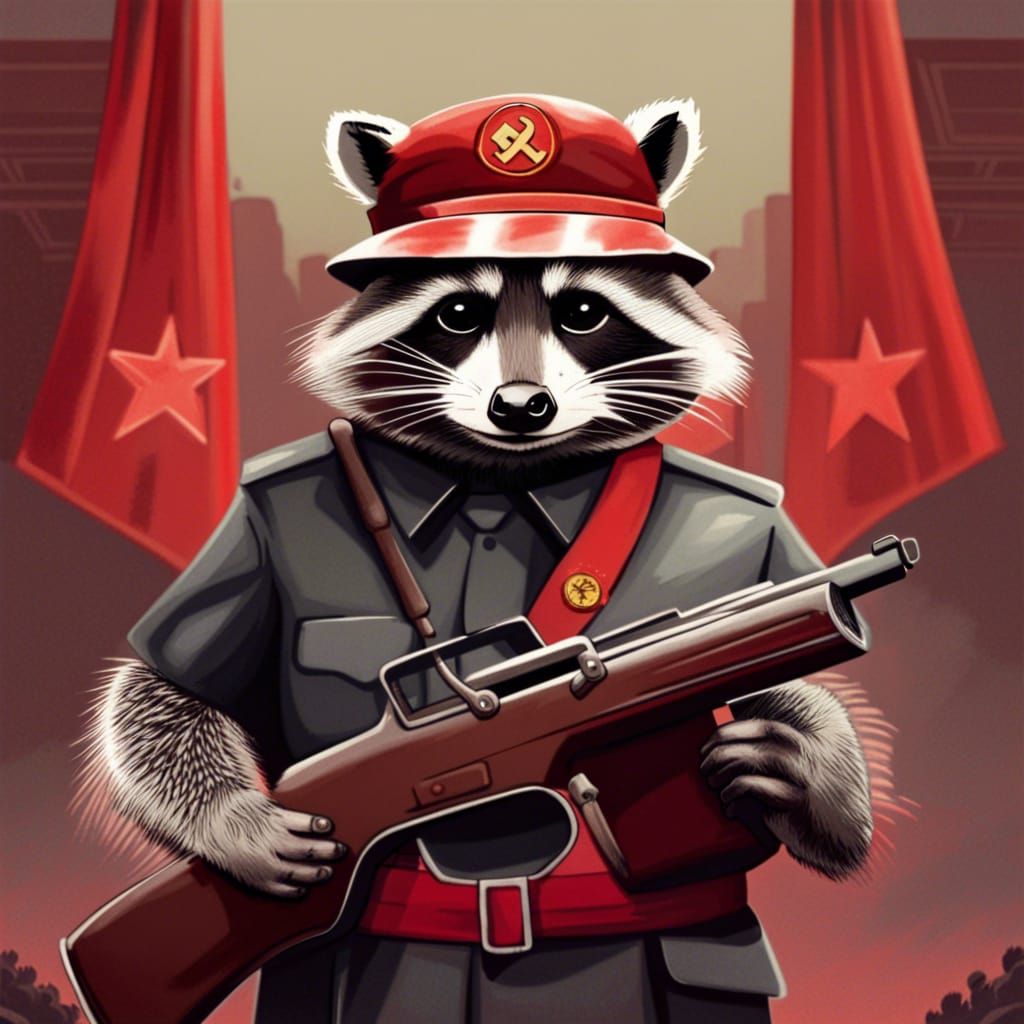 Communist Raccoon Propaganda Art