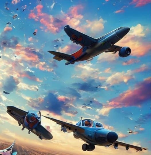 Hyperrealistic Airplane Cockpit Scene with Scared Pigeon