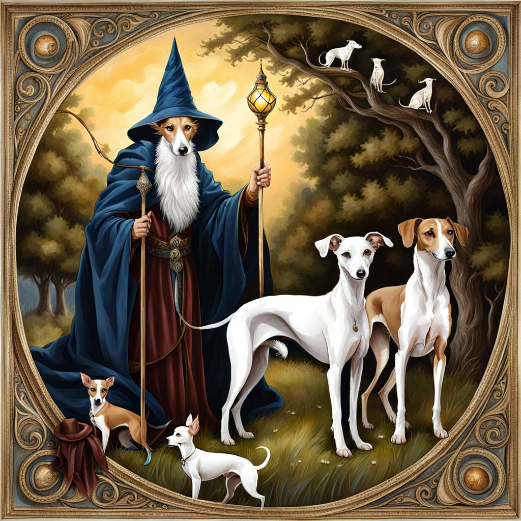 Merlin the Wizard and His Greyhound Pets